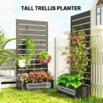 Outsunny Trellis Planter for Climbing Plants, Raised Garden Bed with Trellis, Planter Box for Outdoor Garden, Black - Image 6