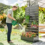 Outsunny Trellis Planter for Climbing Plants, Raised Garden Bed with Trellis, Planter Box for Outdoor Garden, Black - Image 8