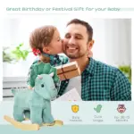 Triceratops Rocking Horse Plush Toy for Toddlers 3-6 Years Green Realistic Sounds Ride-On - Image 4