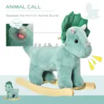 Triceratops Rocking Horse Plush Toy for Toddlers 3-6 Years Green Realistic Sounds Ride-On - Image 5