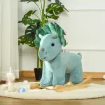 Triceratops Rocking Horse Plush Toy for Toddlers 3-6 Years Green Realistic Sounds Ride-On - Image 10