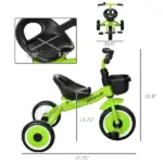 Tricycle for Kids Age 2-5, Toddler Bike for Children, Green - Image 3