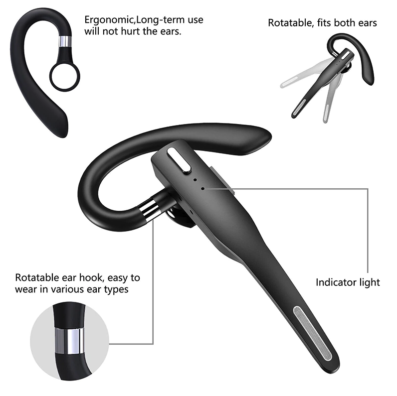 Bluetooth 5.1 Trucker Headset with Dual Microphone Noise Cancellation