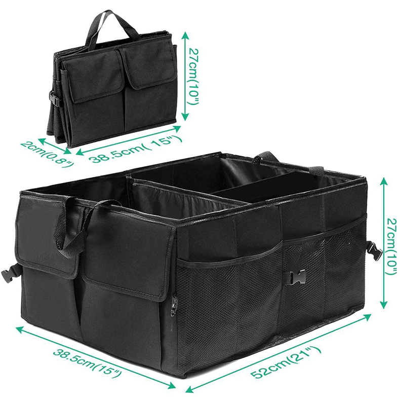 40L Folding Car Trunk Cargo Organizer with Compartments and Pockets