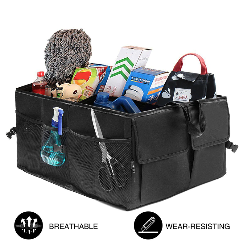 40L Folding Car Trunk Cargo Organizer with Compartments and Pockets