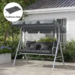 Outsunny Tufted Bench Cushions and Throw Pillows, Outdoor Replacement Bench Seat Pad, Back Cushion and 2 Pillows, Charcoal Gray - Image 2