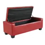 Tufted Storage Ottoman Bench, 50.5" Faux Leather, Rectangular, Bright Red, Space-Saving for Living Room, Entryway - Image 16