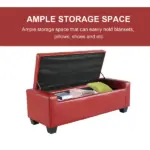 Tufted Storage Ottoman Bench, 50.5" Faux Leather, Rectangular, Bright Red, Space-Saving for Living Room, Entryway - Image 4