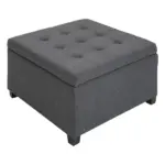 HOMCOM Tufted Storage Ottoman with Lift Top and Eucalyptus Wood Frame Gray - Image 11