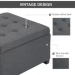 HOMCOM Tufted Storage Ottoman with Lift Top and Eucalyptus Wood Frame Gray - Image 5