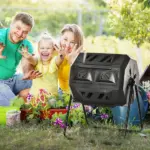 Tumbling Compost Bin Outdoor 360 Degree Dual Chamber Rotating Composter 43 Gallon, Black - Image 2