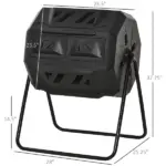 Tumbling Compost Bin Outdoor 360 Degree Dual Chamber Rotating Composter 43 Gallon, Black - Image 3