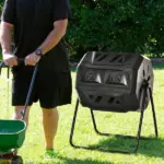 Tumbling Compost Bin Outdoor 360 Degree Dual Chamber Rotating Composter 43 Gallon, Black - Image 10