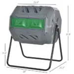 Tumbling Compost Bin Outdoor 360 Degree Dual Chamber Rotating Composter 43 Gallon, Light Gray - Image 3