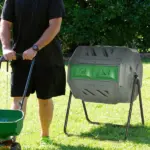 Tumbling Compost Bin Outdoor 360 Degree Dual Chamber Rotating Composter 43 Gallon, Light Gray - Image 10