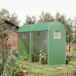 Tunnel Greenhouse 10x3x7 ft Green Walk-In Hot House with Roll-Up Windows Zippered Door Steel Frame PE Cover - Image 2