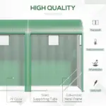 Tunnel Greenhouse 10x3x7 ft Green Walk-In Hot House with Roll-Up Windows Zippered Door Steel Frame PE Cover - Image 4