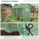 Tunnel Greenhouse 10x3x7 ft Green Walk-In Hot House with Roll-Up Windows Zippered Door Steel Frame PE Cover - Image 5