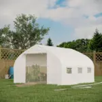 Tunnel Greenhouse 11.5' with Steel Hoops Mesh Door and Windows - Image 2