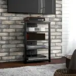 HOMCOM TV Stand, Entertainment Center with Storage Shelves and Steel Frame for Living Room, Black - Image 2