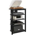 HOMCOM TV Stand, Entertainment Center with Storage Shelves and Steel Frame for Living Room, Black - Image 11