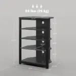 HOMCOM TV Stand, Entertainment Center with Storage Shelves and Steel Frame for Living Room, Black - Image 3
