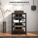 HOMCOM TV Stand, Entertainment Center with Storage Shelves and Steel Frame for Living Room, Black - Image 5