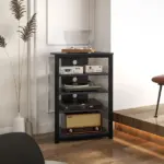 HOMCOM TV Stand, Entertainment Center with Storage Shelves and Steel Frame for Living Room, Black - Image 8