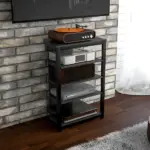 HOMCOM TV Stand, Entertainment Center with Storage Shelves and Steel Frame for Living Room, Black - Image 9