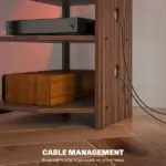 HOMCOM TV Stand with LED Lights, AV Media Stand, Corner Audio Tower with Storage Shelves and Steel Frame, for Living Room, Brown - Image 6
