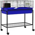 Two-Story Small Animal Cage Removable from Stand, Pet Habitat with Shelf and Wheels, 33" x 18.5" x 35", Blue - Image 11