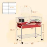Two-Story Small Animal Cage Removable from Stand, Pet Habitat with Shelf and Wheels, 33" x 18.5" x 35", Red - Image 3