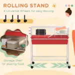 Two-Story Small Animal Cage Removable from Stand, Pet Habitat with Shelf and Wheels, 33" x 18.5" x 35", Red - Image 8