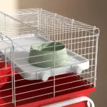 Two-Story Small Animal Cage Removable from Stand, Pet Habitat with Shelf and Wheels, 33" x 18.5" x 35", Red - Image 9