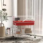 Two-Story Small Animal Cage Removable from Stand, Pet Habitat with Shelf and Wheels, 33" x 18.5" x 35", Red - Image 10