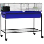 Two-Story Small Animal Cage Removable from Stand, Pet Habitat with Shelf and Wheels, 39" x 20.5" x 36.5", Blue - Image 11