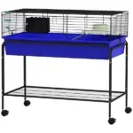 Two-Story Small Animal Cage Removable from Stand, Pet Habitat with Shelf and Wheels, 39" x 20.5" x 36.5", Blue