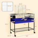 Two-Story Small Animal Cage Removable from Stand, Pet Habitat with Shelf and Wheels, 39" x 20.5" x 36.5", Blue - Image 3