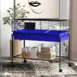 Two-Story Small Animal Cage Removable from Stand, Pet Habitat with Shelf and Wheels, 39" x 20.5" x 36.5", Blue - Image 10