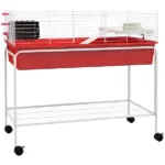 Two-Story Small Animal Cage Removable from Stand, Pet Habitat with Shelf and Wheels, 39" x 20.5" x 36.5", Red - Image 11