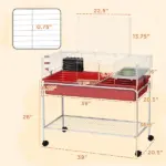 Two-Story Small Animal Cage Removable from Stand, Pet Habitat with Shelf and Wheels, 39" x 20.5" x 36.5", Red - Image 3