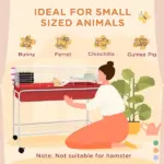Two-Story Small Animal Cage Removable from Stand, Pet Habitat with Shelf and Wheels, 39" x 20.5" x 36.5", Red - Image 5