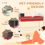 Two-Story Small Animal Cage Removable from Stand, Pet Habitat with Shelf and Wheels, 39" x 20.5" x 36.5", Red - Image 7