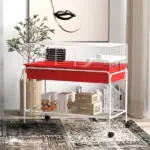 Two-Story Small Animal Cage Removable from Stand, Pet Habitat with Shelf and Wheels, 39" x 20.5" x 36.5", Red - Image 10