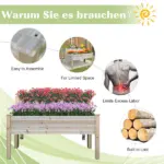 Outsunny Two-Tier Wooden Elevated Garden Bed with Legs, Large Capacity 45x45 Outdoor Planter for Vegetables, Flowers, and Herbs, for Gardeners - Image 4
