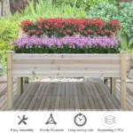 Outsunny Two-Tier Wooden Elevated Garden Bed with Legs, Large Capacity 45x45 Outdoor Planter for Vegetables, Flowers, and Herbs, for Gardeners - Image 5
