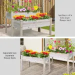 Outsunny Two-Tier Wooden Elevated Garden Bed with Legs, Large Capacity 45x45 Outdoor Planter for Vegetables, Flowers, and Herbs, for Gardeners - Image 8