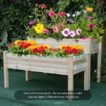 Outsunny Two-Tier Wooden Elevated Garden Bed with Legs, Large Capacity 45x45 Outdoor Planter for Vegetables, Flowers, and Herbs, for Gardeners - Image 10