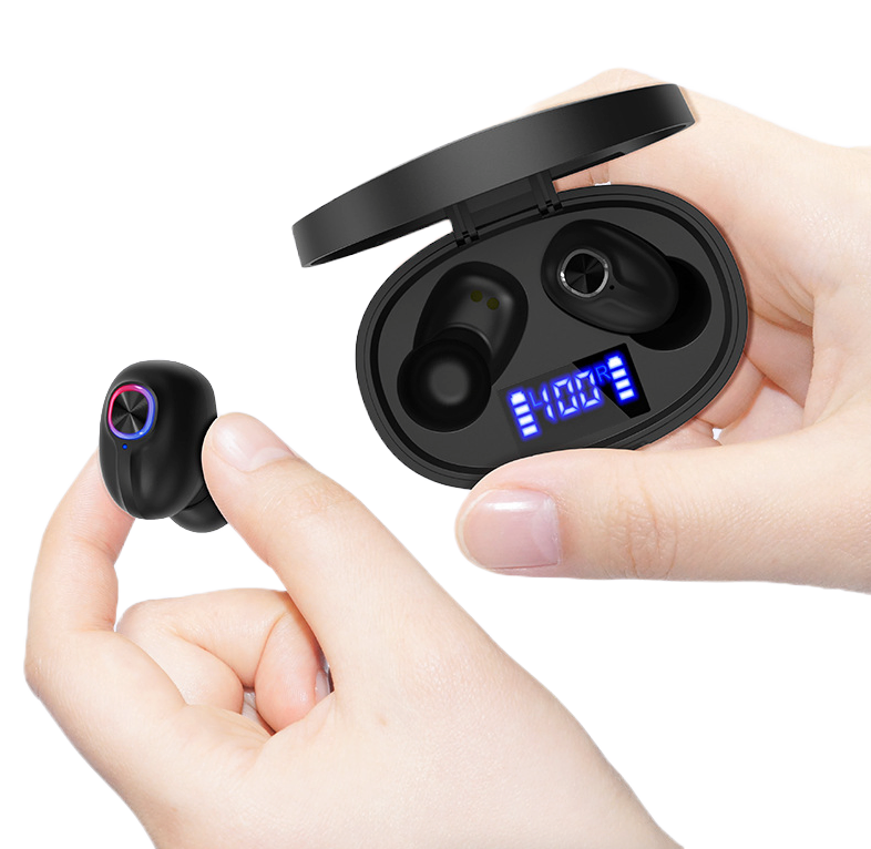 TWS Bluetooth 5.0 Wireless Earbuds with LCD Charging Case, IPX5