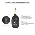 UHF Wireless Guitar System Transmitter and Receiver with Rechargeable Battery - Image 10